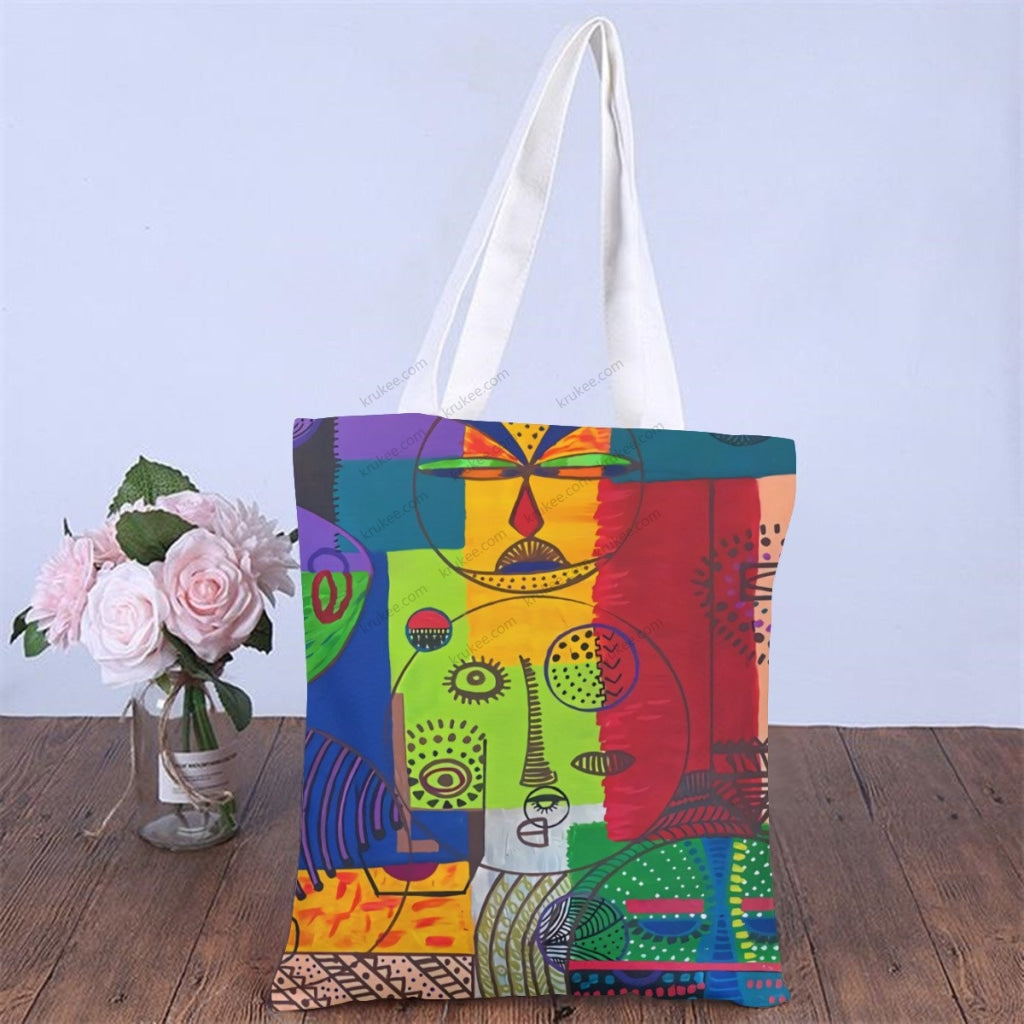 African Artwork Apron - U And Me Natural Linen Tote Bag