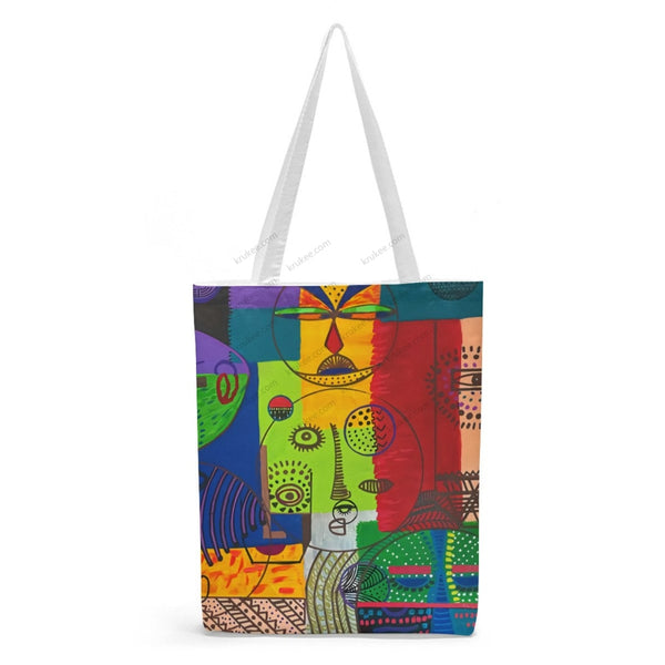 African Artwork Apron - U And Me Natural Linen Tote Bag White / S