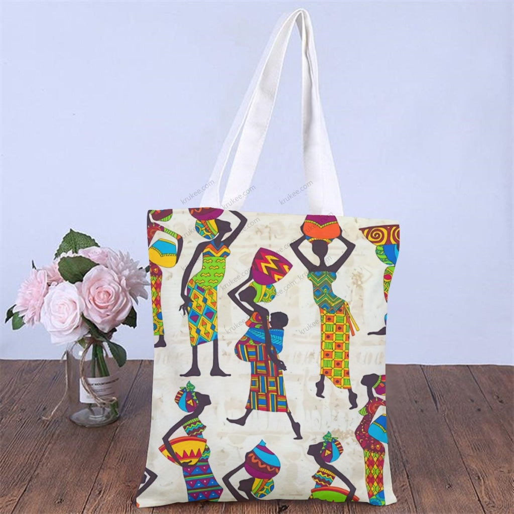 African Artwork Apron - We Natural Linen Tote Bag