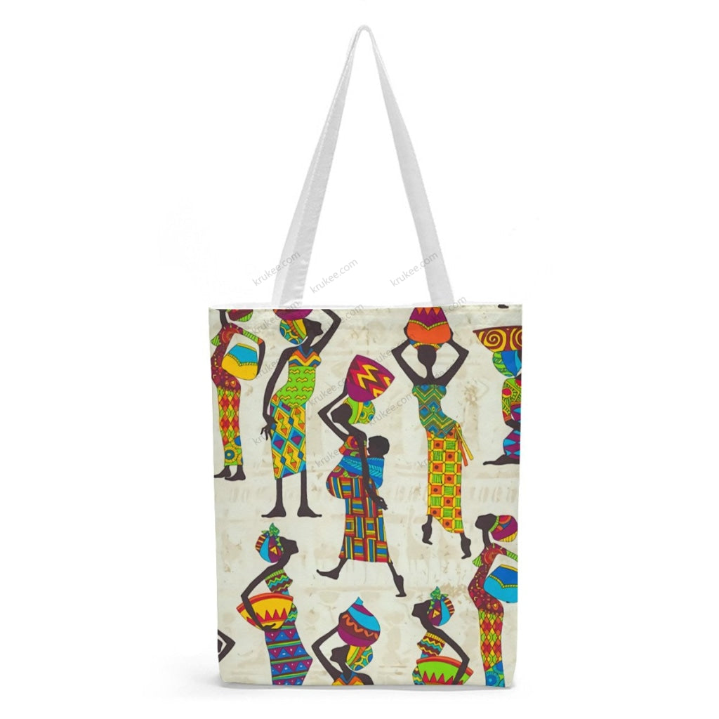 African Artwork Apron - We Natural Linen Tote Bag White / S