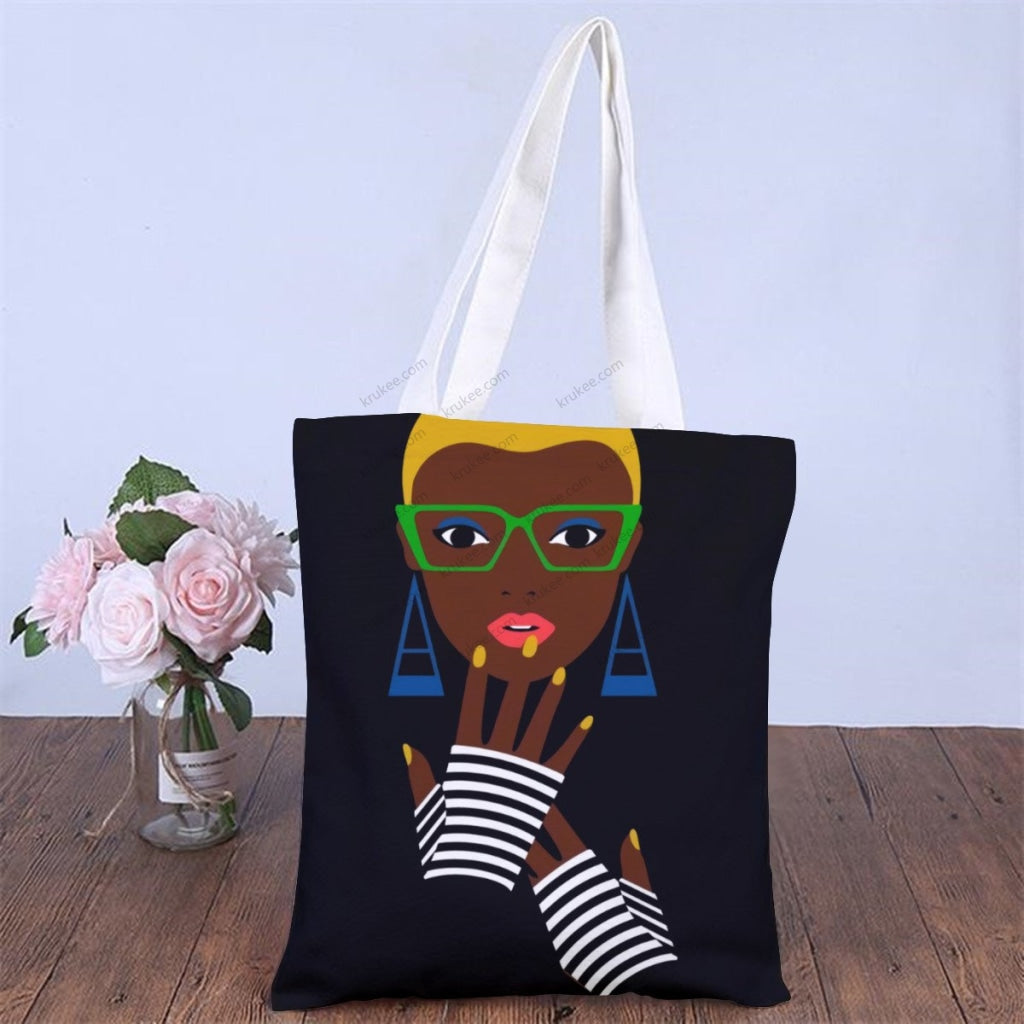 African Artwork Apron - Women 8 Natural Linen Tote Bag