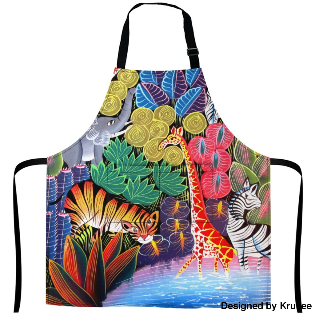 African Culture Art Apron - Animals 27Inch X 29Inch Aprons