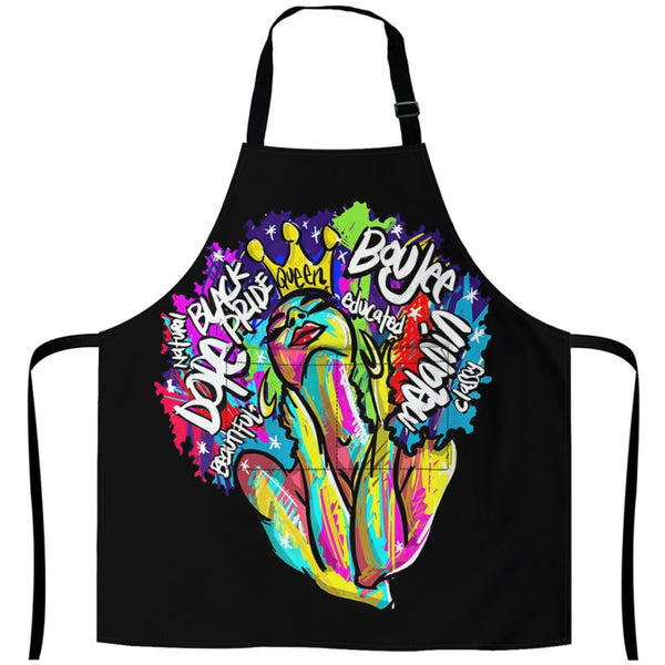 African Culture Art Apron - Black Pride White / One Size