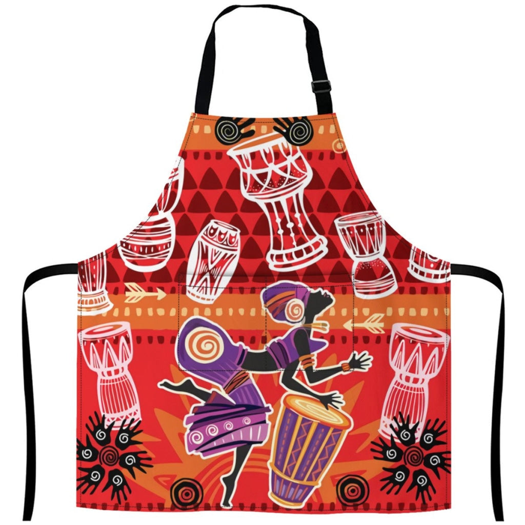 African Culture Art Apron - Djembe Girls 2 27Inch X 29Inch Aprons