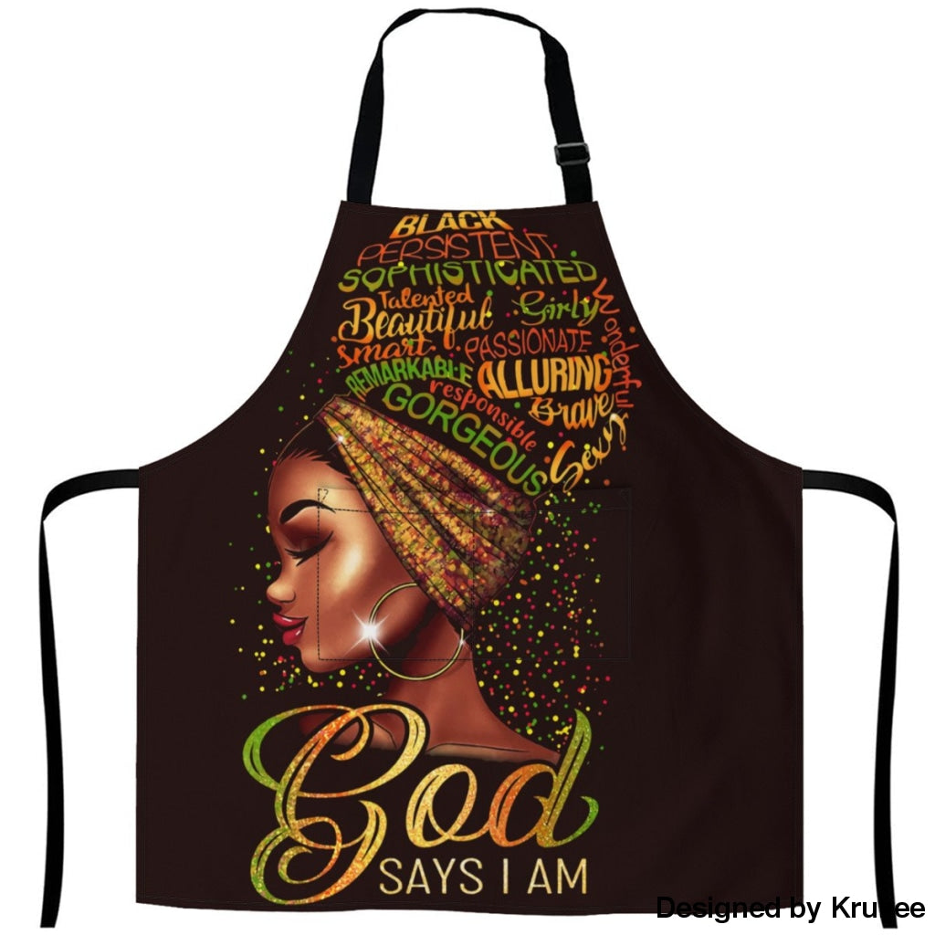 African Culture Art Apron - God Say Im 27Inch X 29Inch Aprons