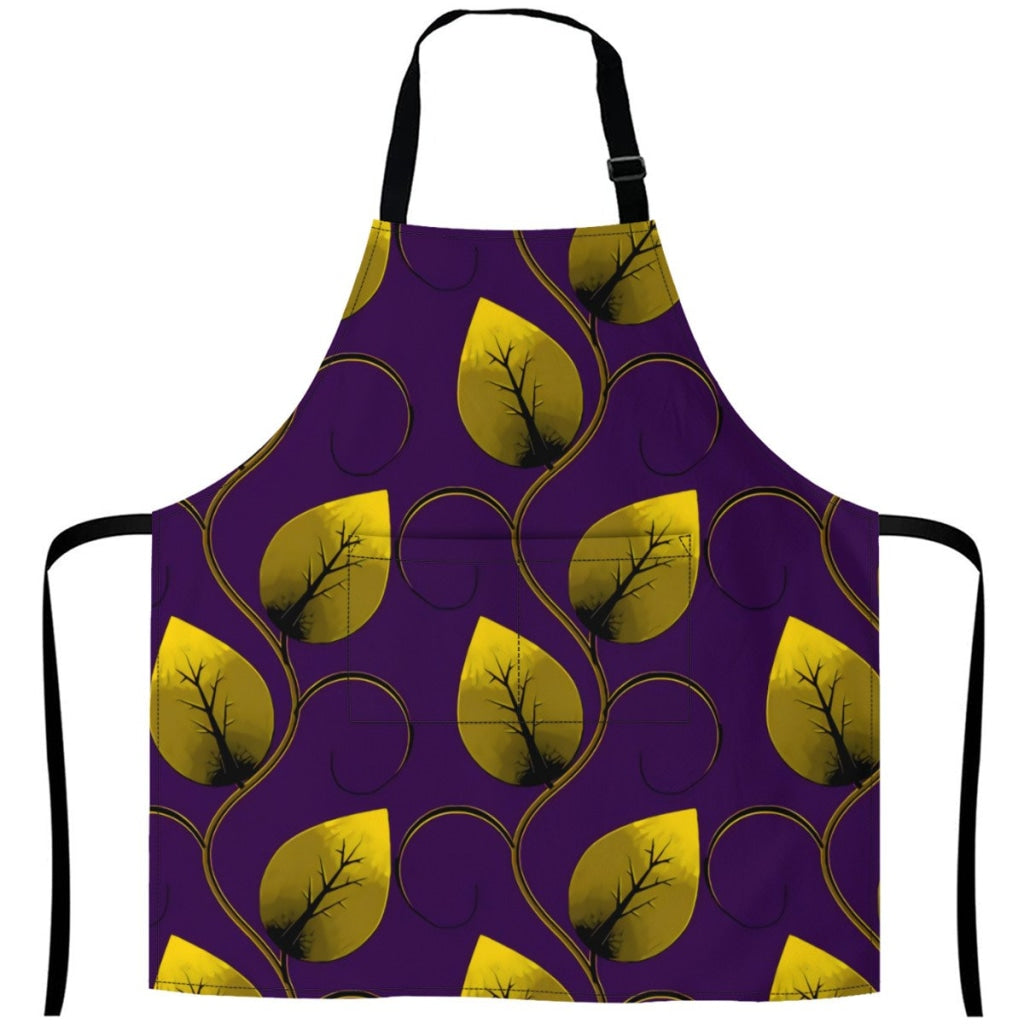 African Culture Art Apron - Leaf 27Inch X 29Inch Aprons