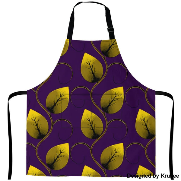 African Culture Art Apron - Leaf 27Inch X 29Inch Aprons