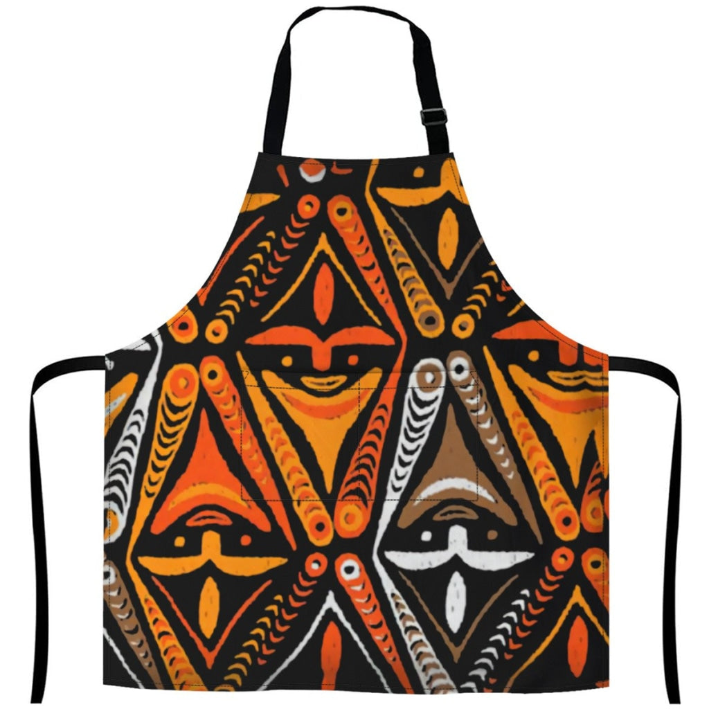 African Culture Art Apron - Mud White / One Size