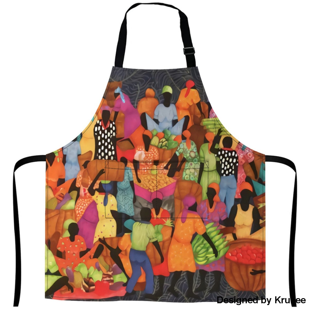 African Culture Art Apron - The Market 2 27Inch X 29Inch Aprons