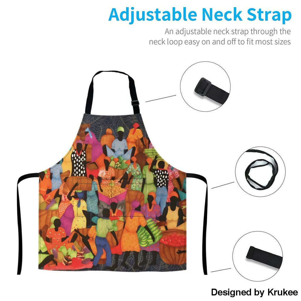 African Culture Art Apron - The Market 2 Aprons