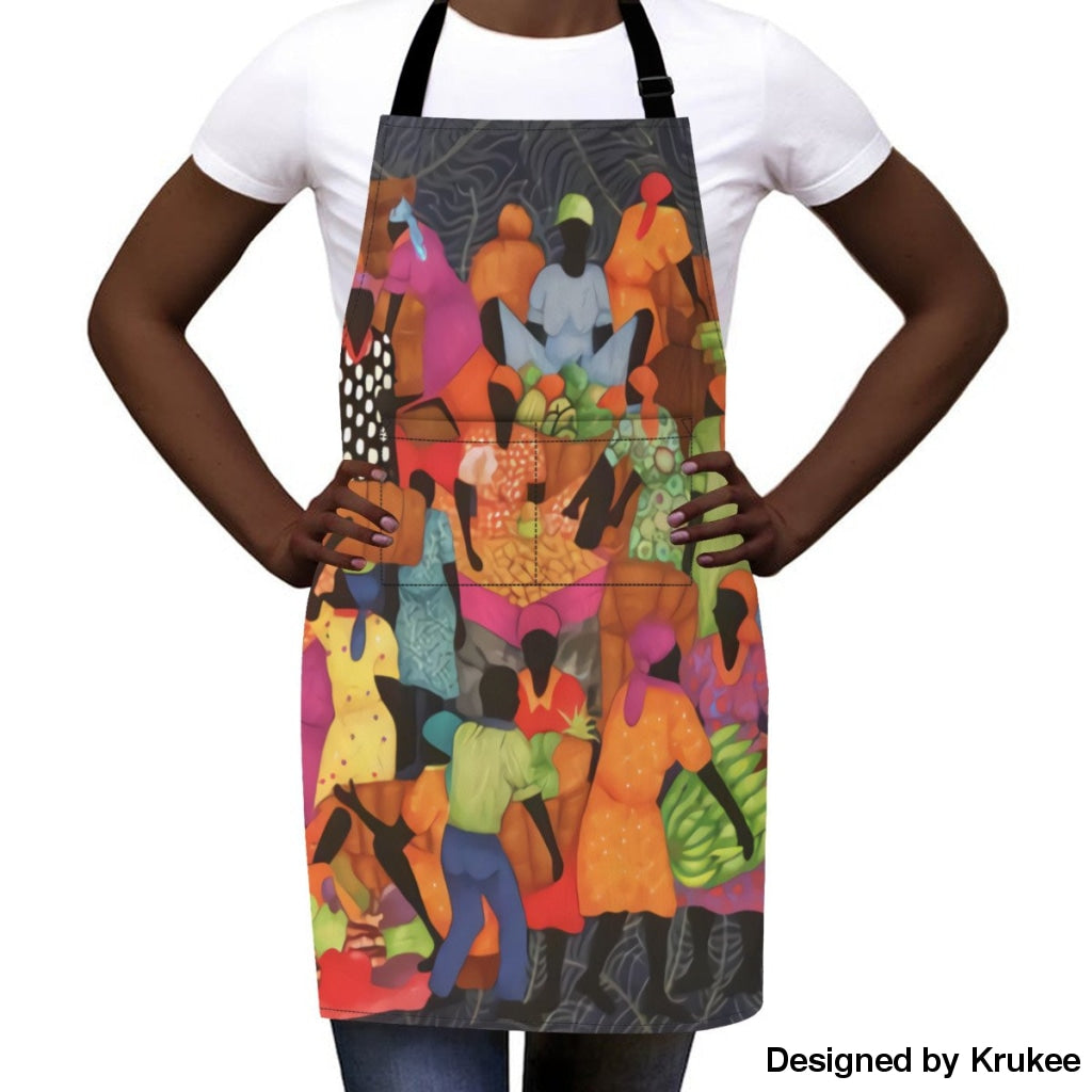 African Culture Art Apron - The Market 2 Aprons