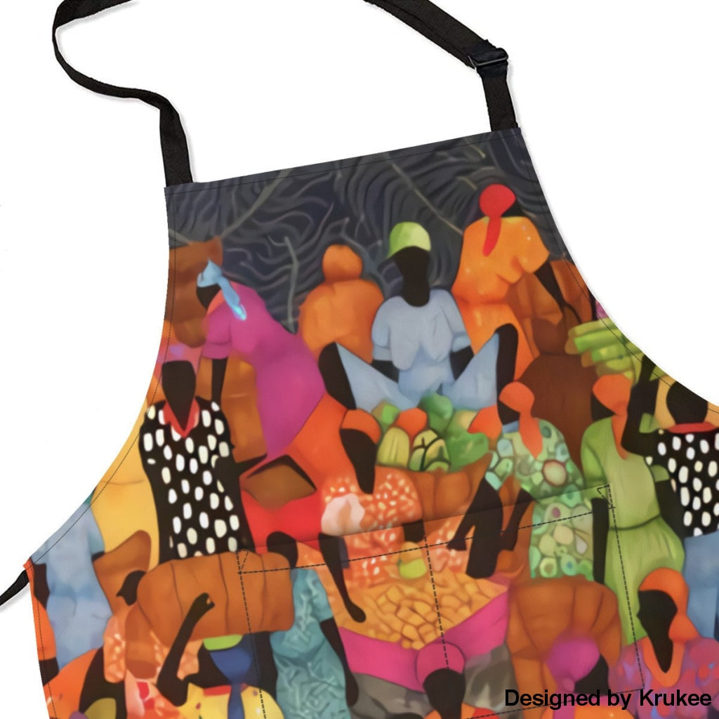 African Culture Art Apron - The Market 2 Aprons