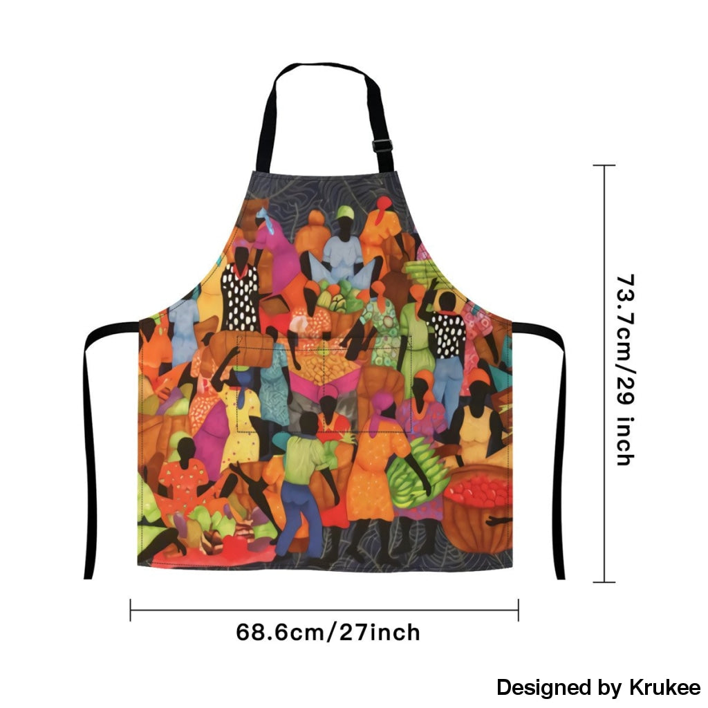 African Culture Art Apron - The Market 2 Aprons