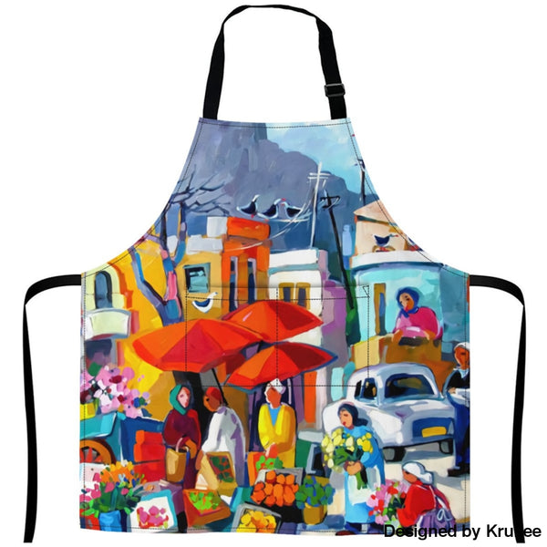 African Culture Art Apron - The Market 27Inch X 29Inch Aprons