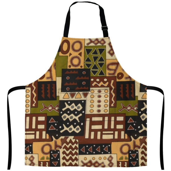 African Culture Art Apron White / One Size