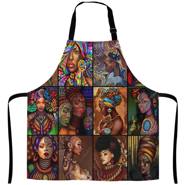 African Culture Art Apron White / One Size