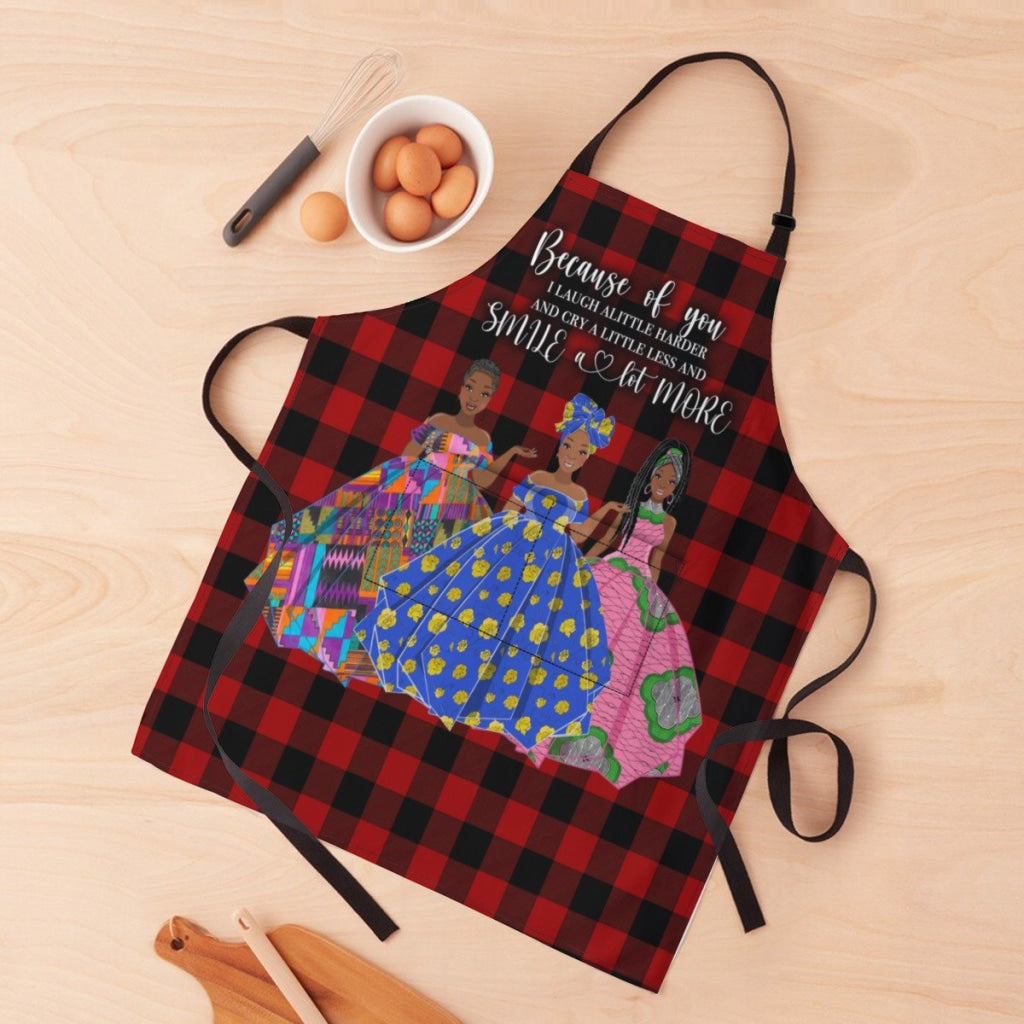 Afro Art Apron For Sistas Cuz Of U -3 Sisters