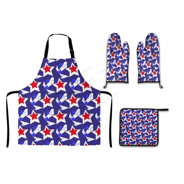 Oven Mitts - Pot Holders Bundle Set of 4 ( Red & Blue )