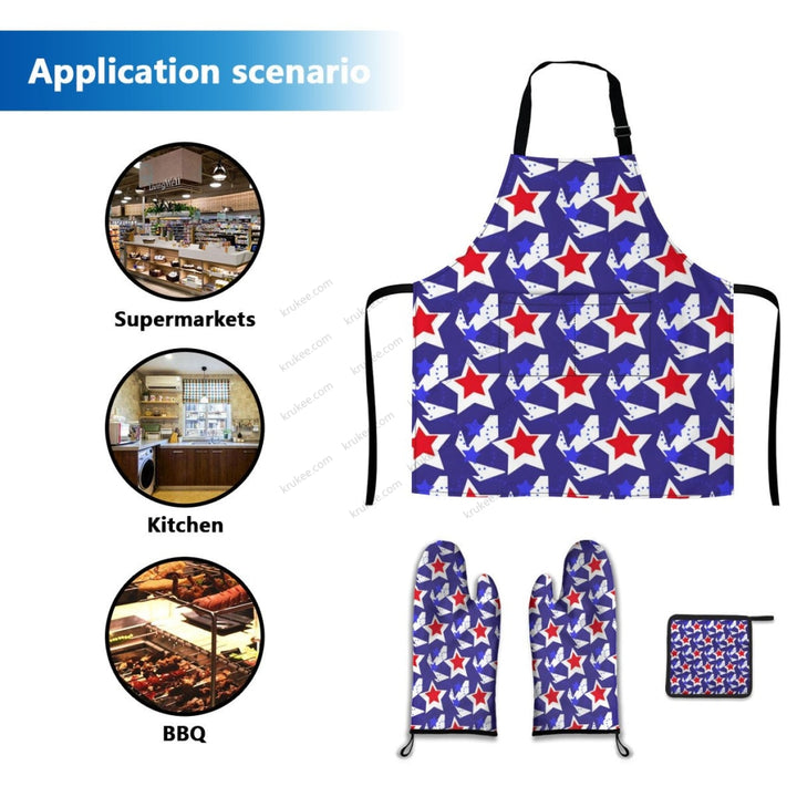 Oven Mitts - Pot Holders Bundle Set of 4 ( Red & Blue )