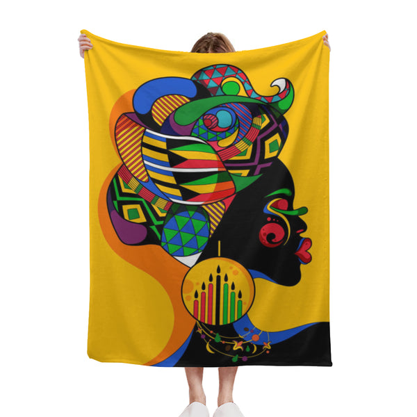 colourful dark skinned female portrait Sherpa blanket