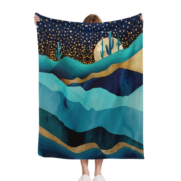 African artwork Sherpa blanket - Moonlight