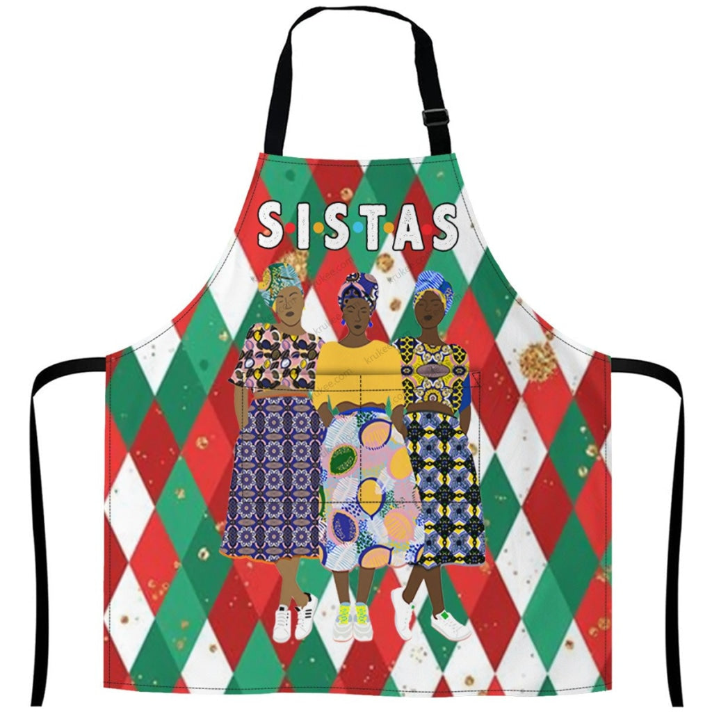 Christmas Apron For Sistas 27Inch X 29Inch