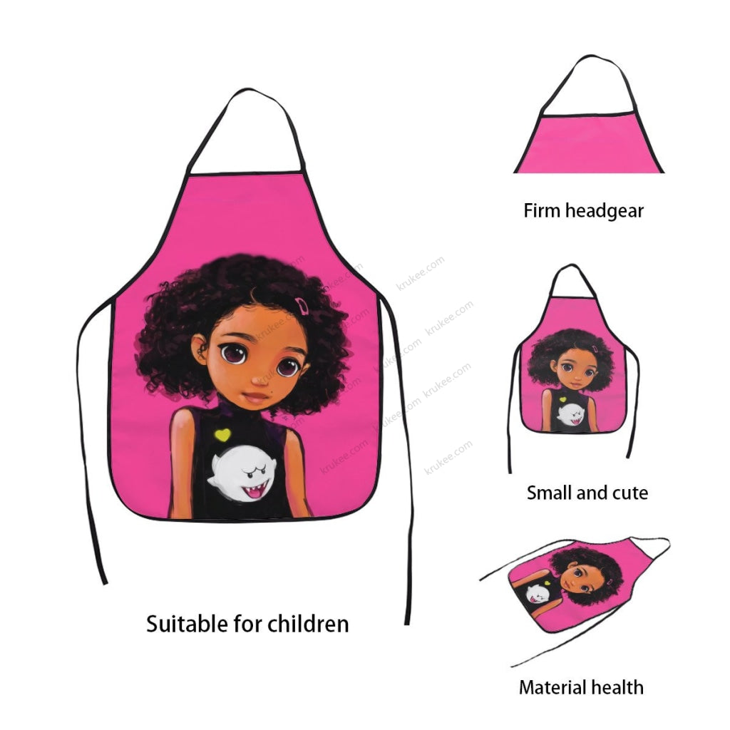 Cute Black Girl Printed Kids Apron