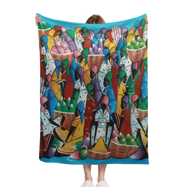 African artwork Sherpa blanket - The rainbow Market