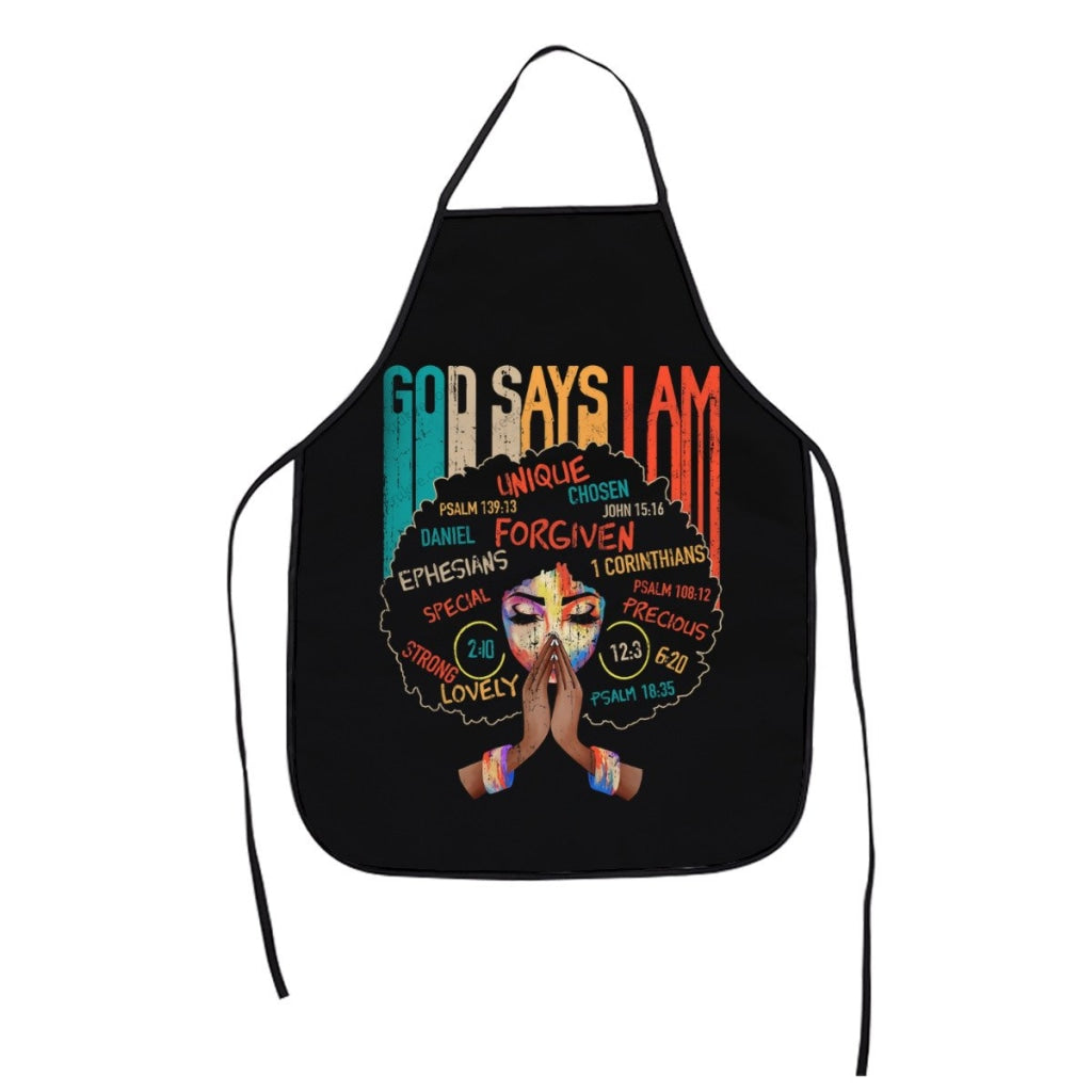 God Say I Am Printed Kids Apron White / One Size