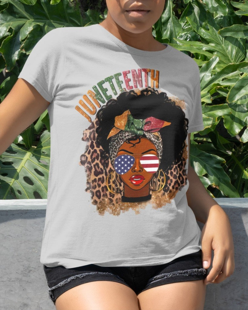 Juneteenth Leopard Black Girl Classic T-Shirt Lightgrey / Xs T