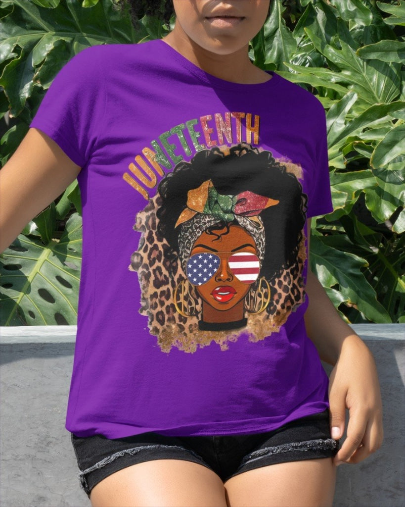 Juneteenth Leopard Black Girl Classic T-Shirt Purple / Xs T