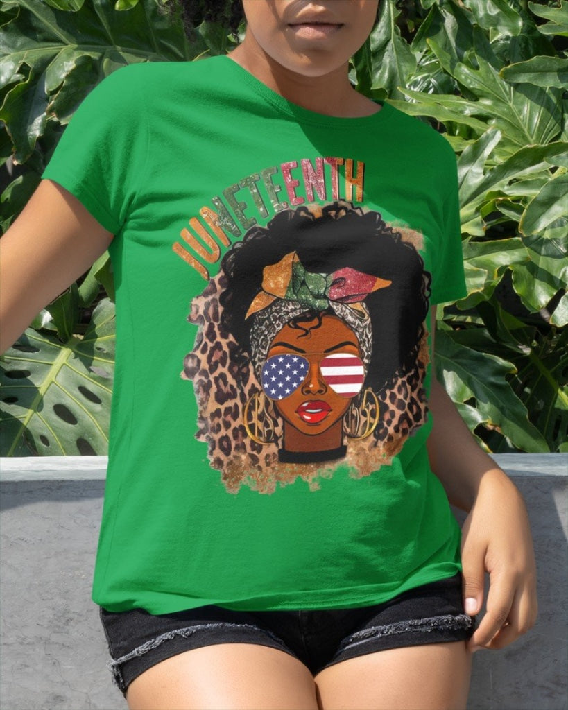 Juneteenth Leopard Black Girl Classic T-Shirt The Irish Green / Xs T