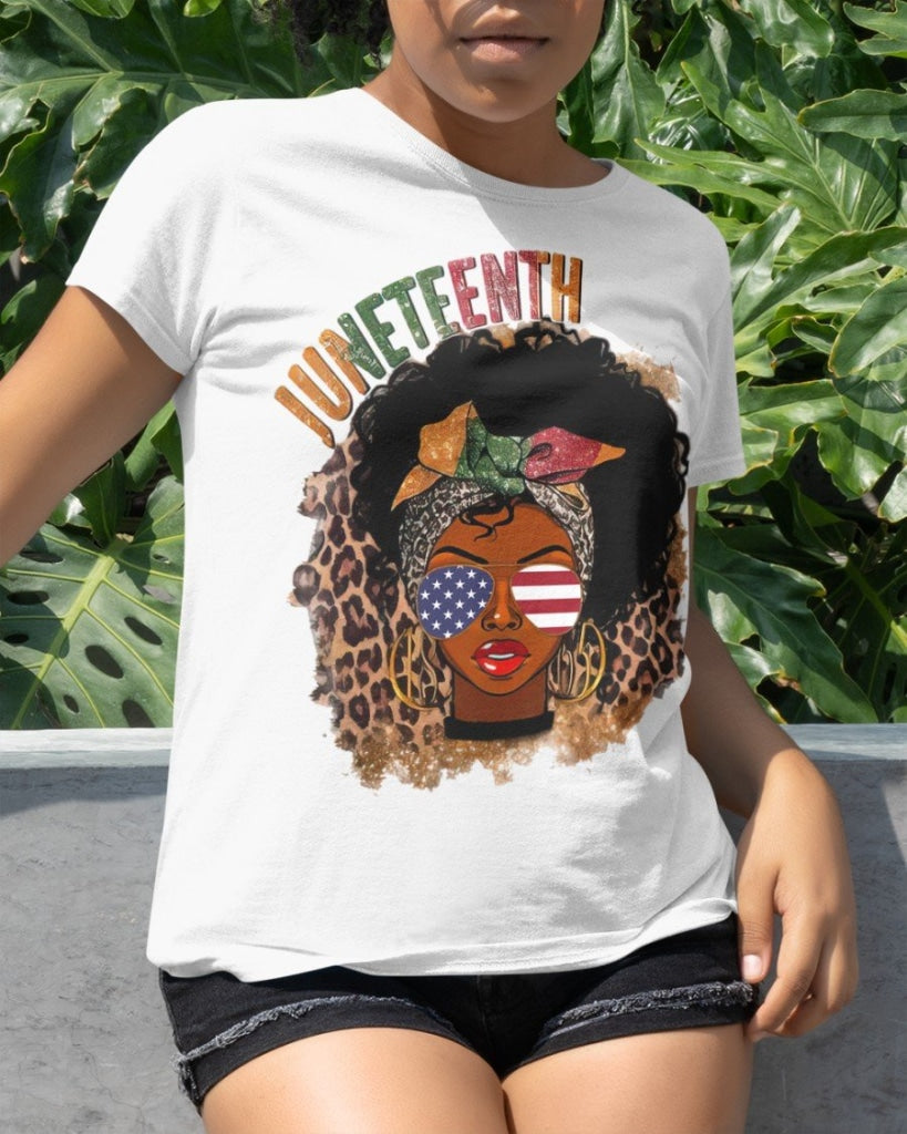 Juneteenth Leopard Black Girl Classic T-Shirt White / Xs T