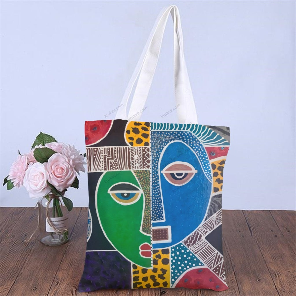 Passa - Contemporary African Artwork Apron Natural Linen Tote Bag