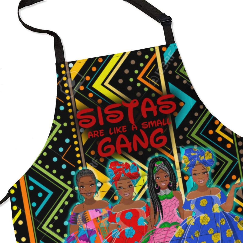 Sistas Are Like A Small Gang - Line Mud Cloth Bg 4-Sisiters