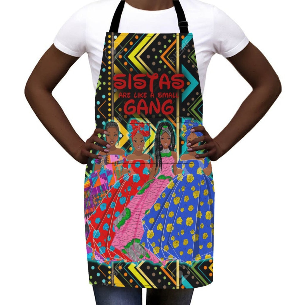 Sistas Are Like A Small Gang - Line Mud Cloth Bg 4-Sisiters