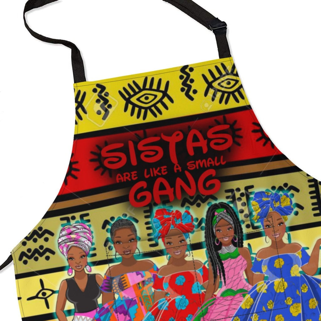 Sistas Are Like A Small Gang - Red Mud Cloth Bg 5-Sisiters