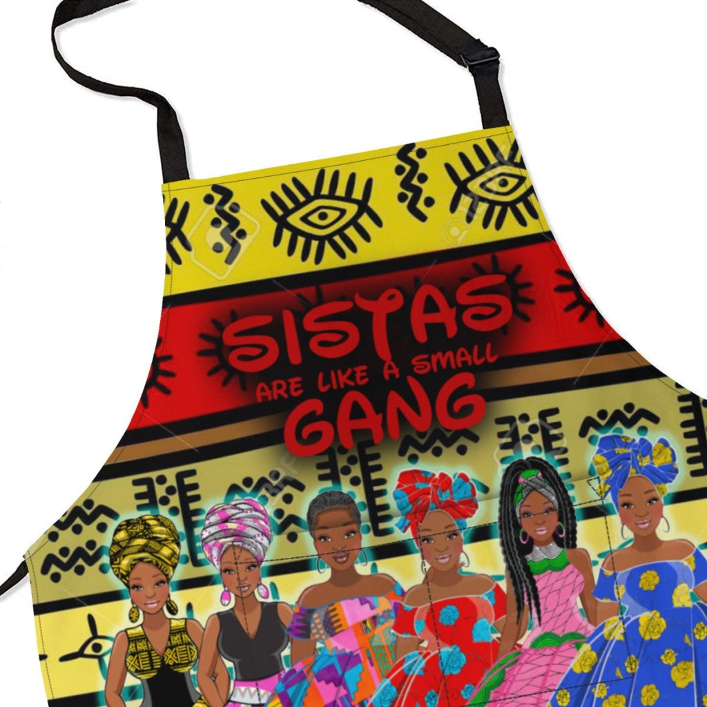 Sistas Are Like A Small Gang - Red Mud Cloth Bg 6-Sisiters